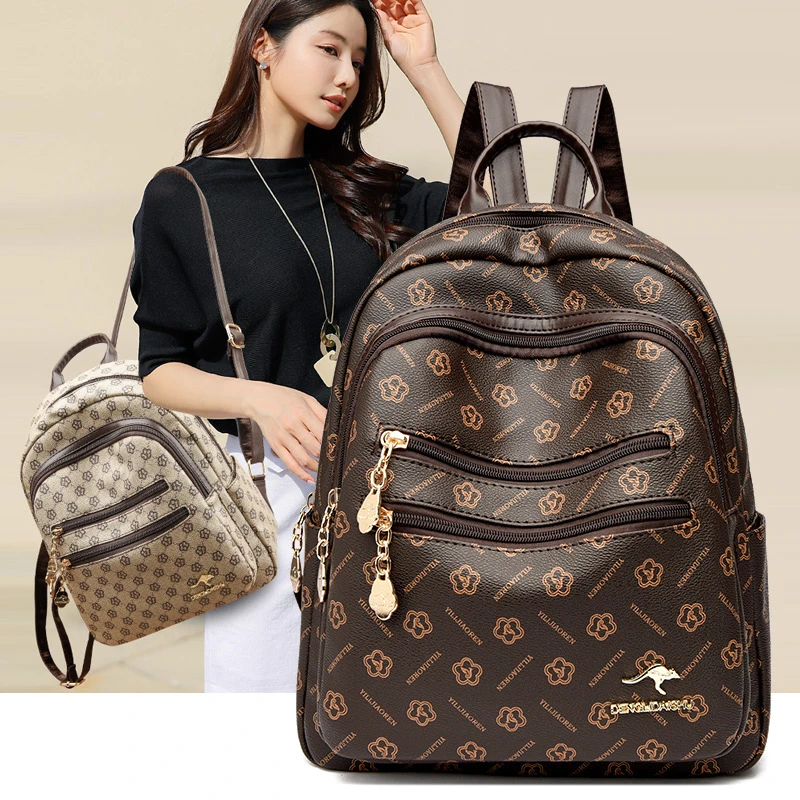 2025新款双肩包女包韩版简约女士百搭时尚旅行包大容量休闲背包