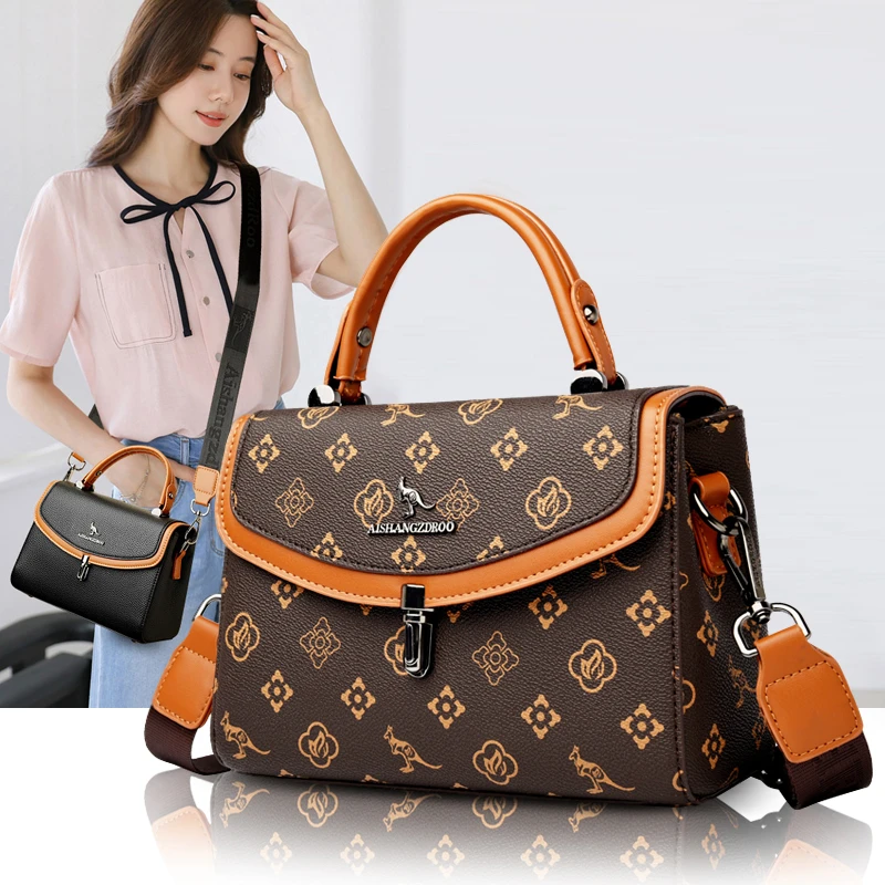 印花潮流洋气休闲玫瑰袋鼠女包新款2025大气包斜挎包肩包手提包