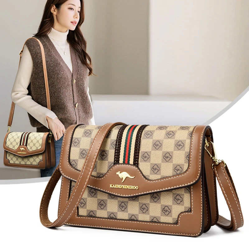 玫瑰袋鼠女包2025秋冬新款时尚迷你包单肩斜挎中年妈妈软皮包包