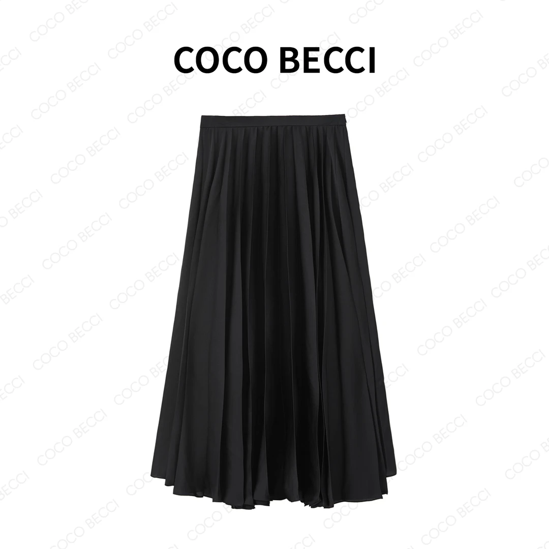 COCO BECCI【风琴黑裙】百褶半裙YT24YSU710008