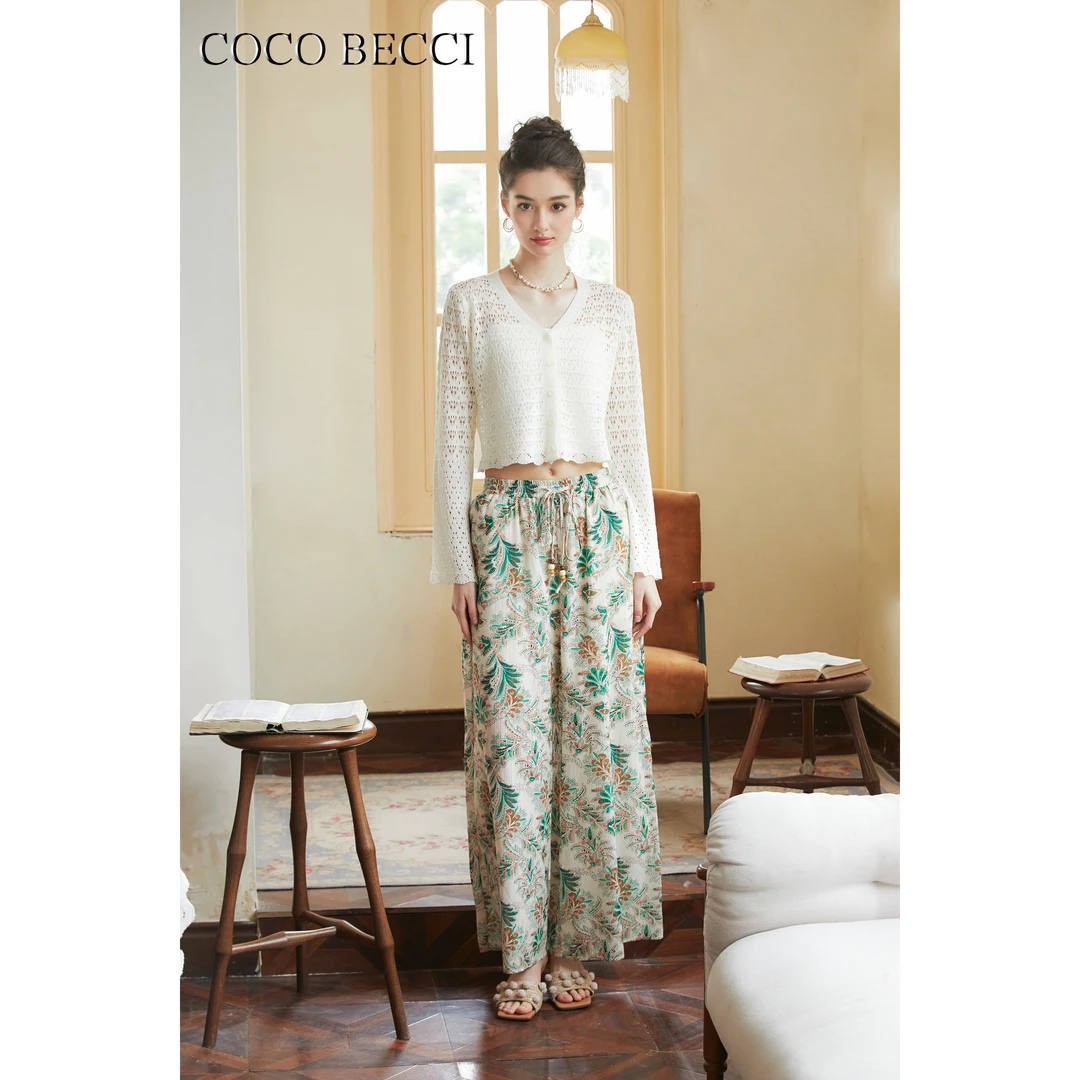 COCO BECCI新【民族裤】松紧腰阔腿裤YT24YSU610002