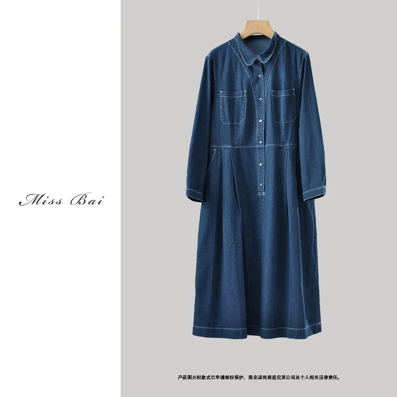 YIWEN-休闲纯棉牛仔连衣裙宽松复古连衣裙2312131311