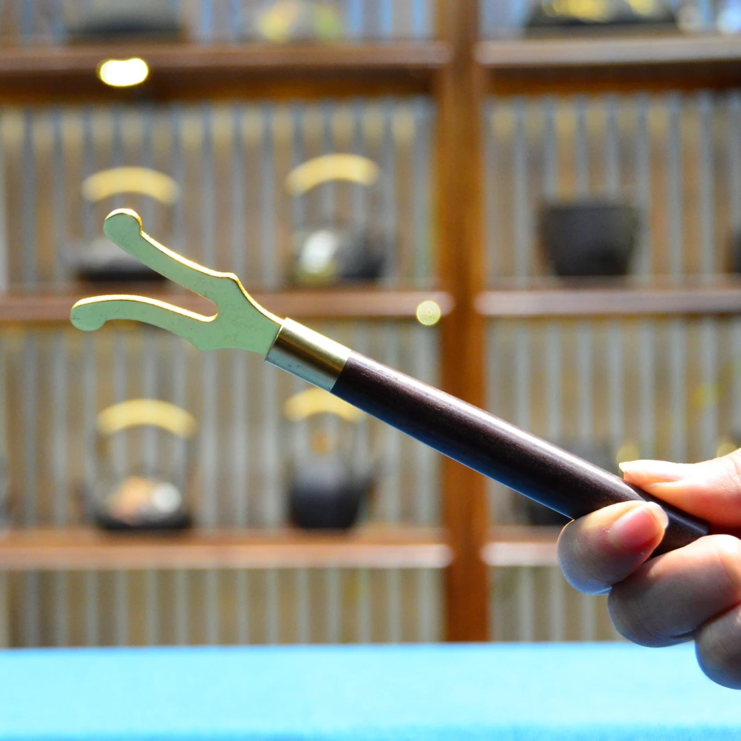 高档黑檀木壶叉  木柄铜制壶叉  铁壶叉  铸铁壶盖叉  铁壶配件