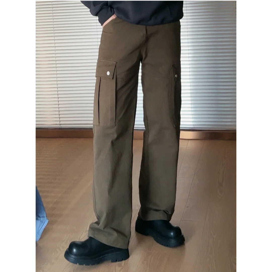 【MBH】23直筒工装裤复古高街直筒工装裤男秋冬宽松中高腰休闲裤