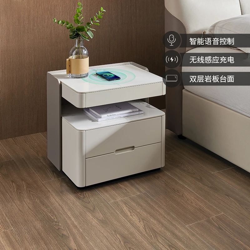 芝华仕现代简约岩板床头柜智能充电家用卧室储物收纳柜子边柜G040