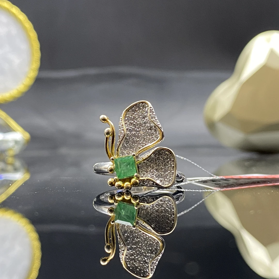 天然祖母绿戒指气质轻奢时尚精致个性zm35