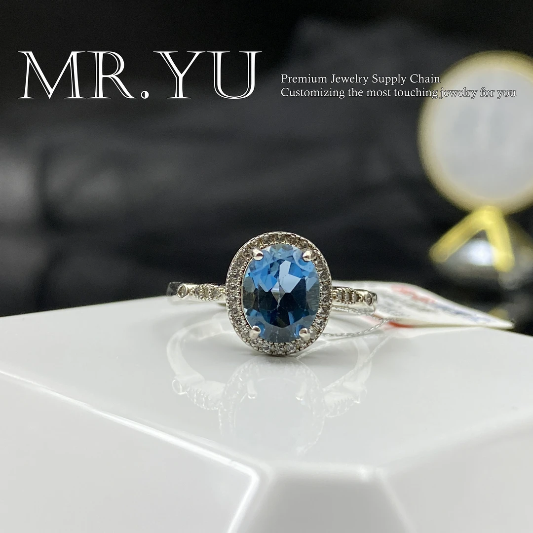 天然托帕石s925银戒指气质轻奢时尚简约精致经典精美开口戒指tps1