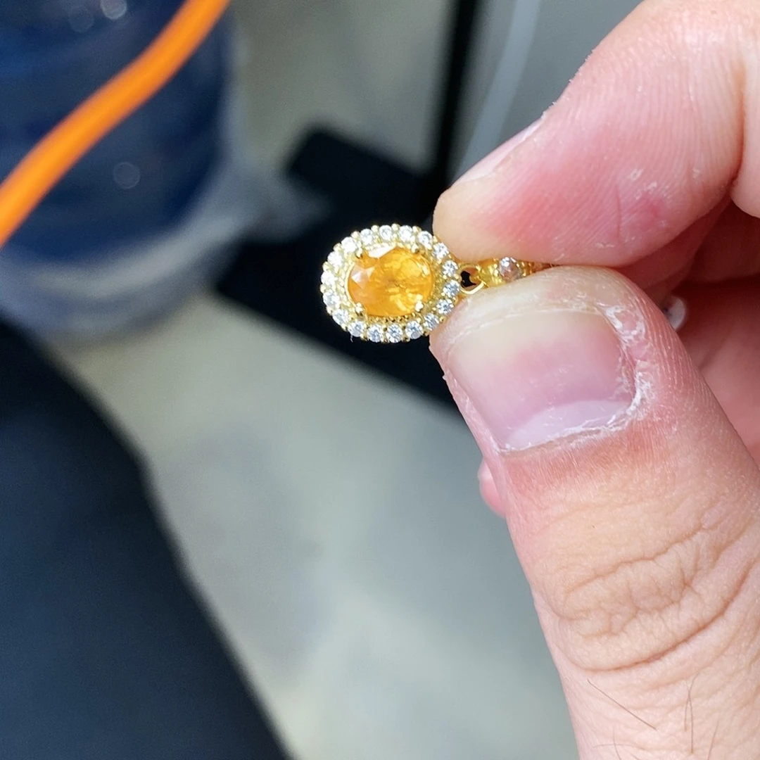 石榴石（芬达石）戒指银S925镶嵌