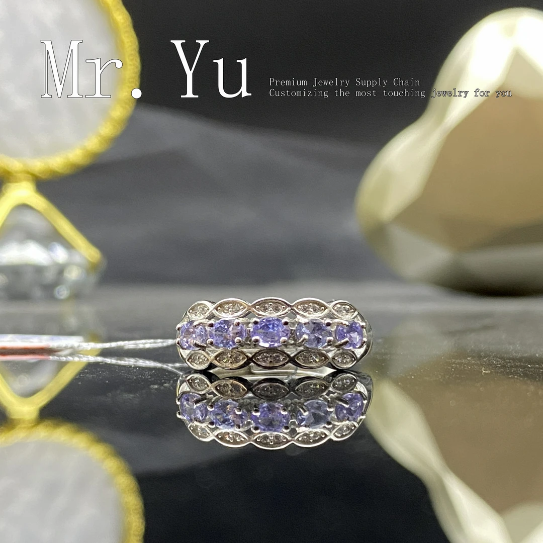 天然坦桑石戒指气质轻奢时尚小众设计师紫色简约ts33