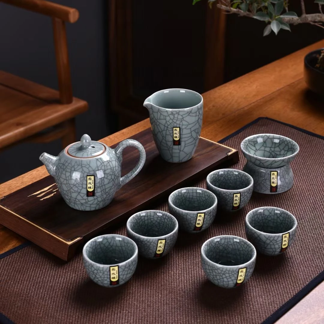 哥窑十头壶套组茶具礼盒装