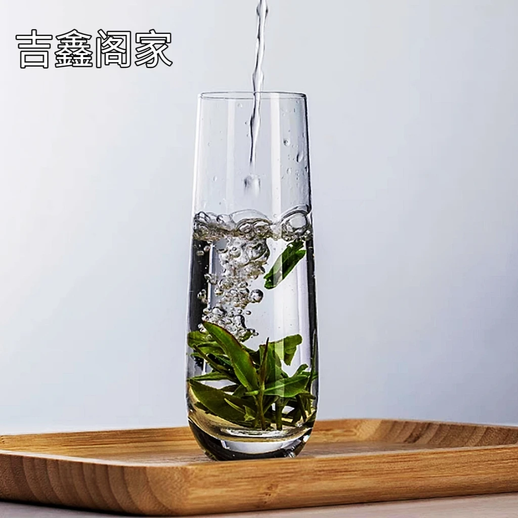 高硼硅厚底耐热玻璃长饮杯绿茶杯子开水杯子家用加长泡茶杯猴魁杯