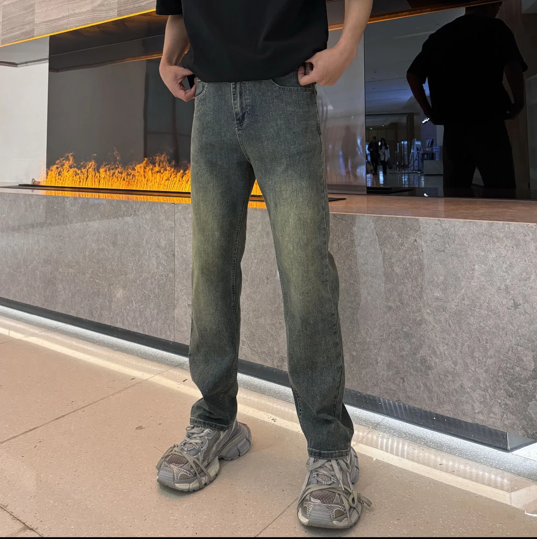 JMH男士牛仔裤爆款秋冬新款加厚直筒微收脚时尚百搭复古水洗801