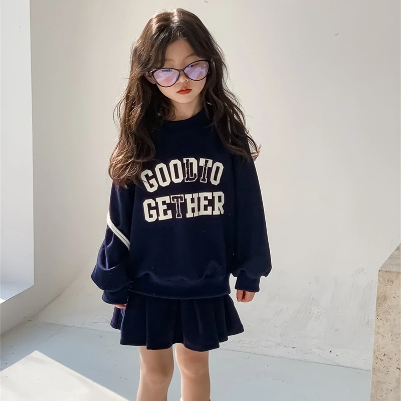 织里春夏童装女童卫衣裙套装新款儿童宝宝韩版卫衣百褶裙两件套