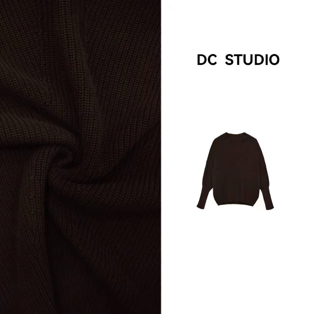 DC STUDIO【摩卡咖啡】2024秋冬新款潮流时尚设计款圆领针织薄毛衣