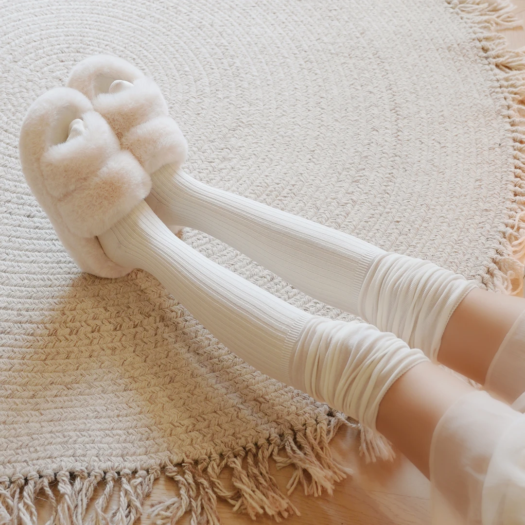 【拼接过膝袜】韩版设计款纯色百搭拼接针织ins穿搭个性叠穿过膝袜