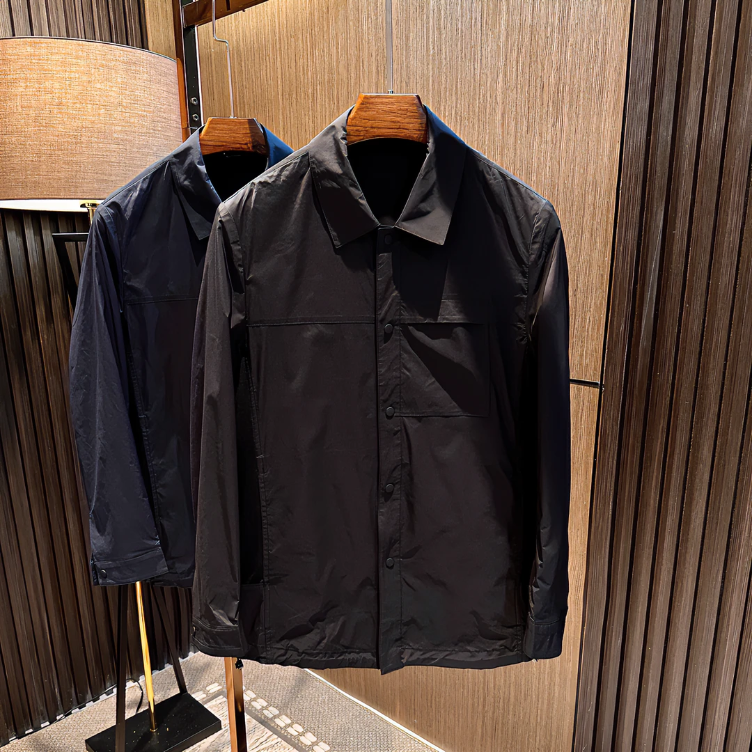 老钱风防风防水轻薄透气！男士高档纯色翻领休闲男外套夹克派克服