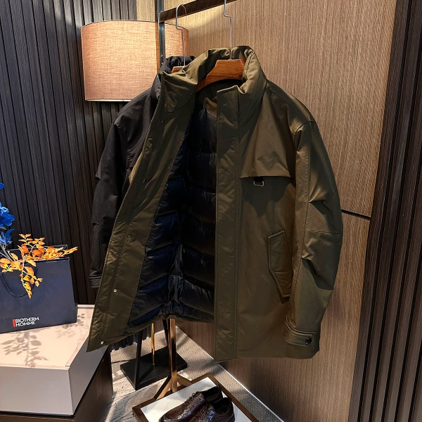 【户外御寒 工装风 】冬季高档纯色立领中长款男士立领保暖羽绒服