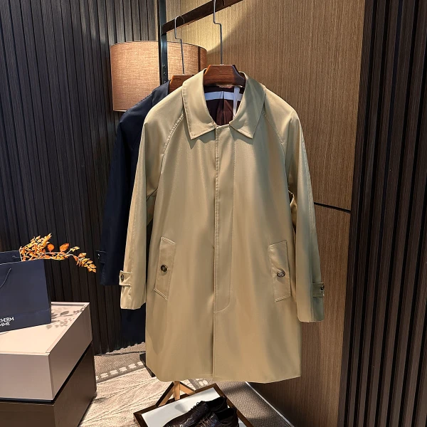 英伦气质男神！2025秋装新款男士高档简约百搭纯色中长款风衣外套