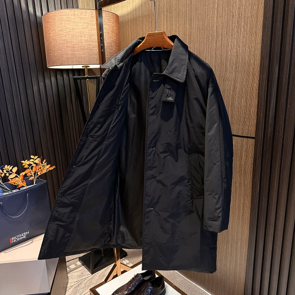 【意式高端  绅士御寒】25冬季男士纯色百搭翻领中长款风衣羽绒服