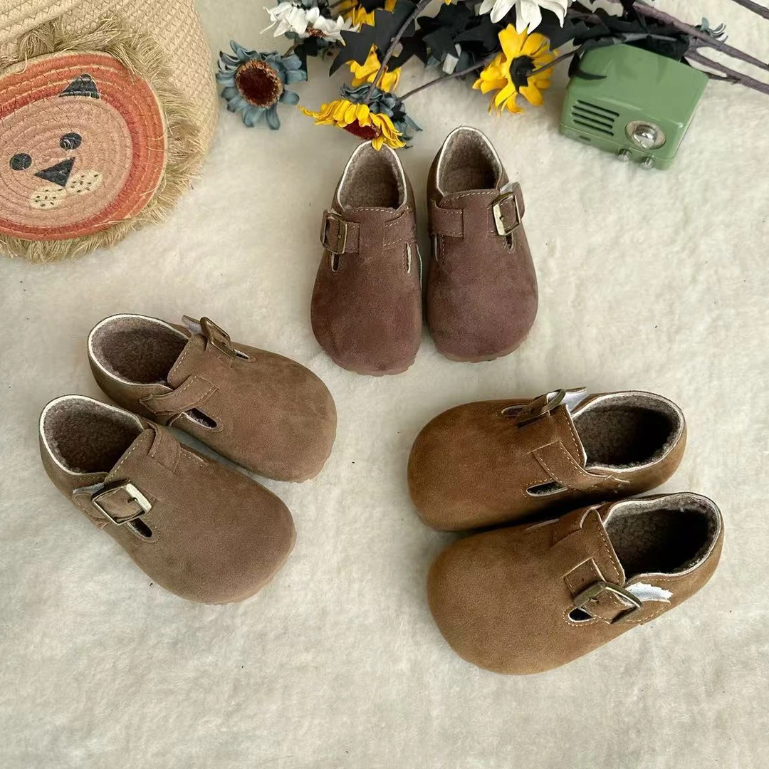 新款儿童鞋勃肯鞋小童休闲加绒保暖复古防滑冬季男女通宝宝鞋百搭