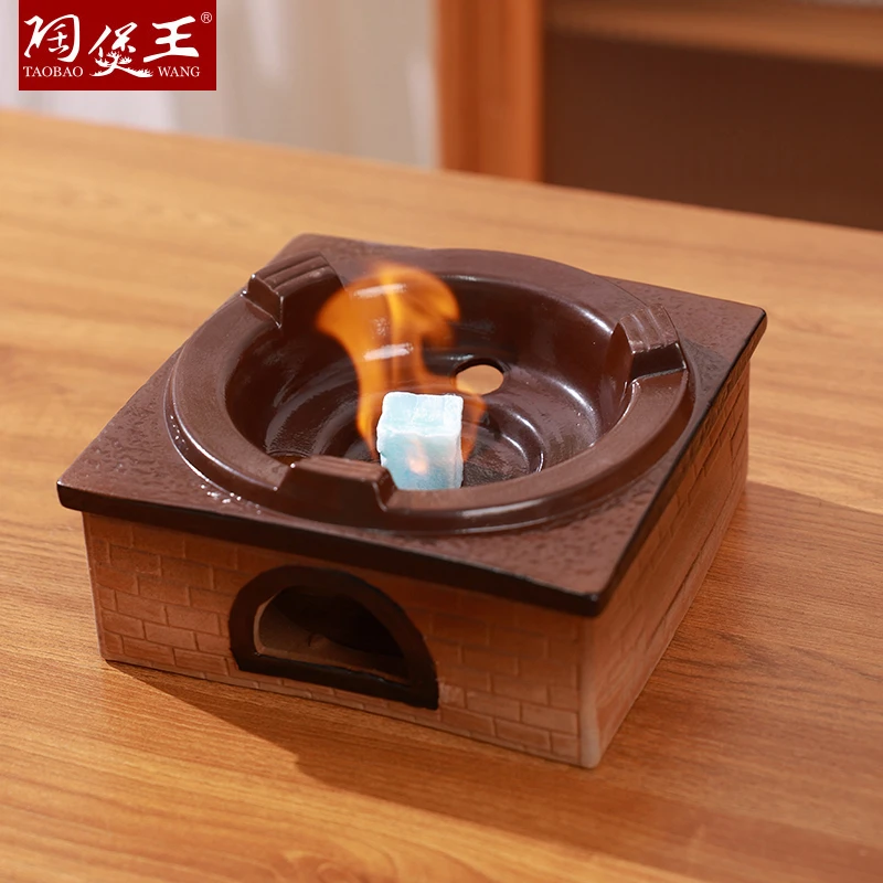 陶煲王复古土灶酒精炉小火锅家用商用串串干锅耐高温陶瓷酒精底座