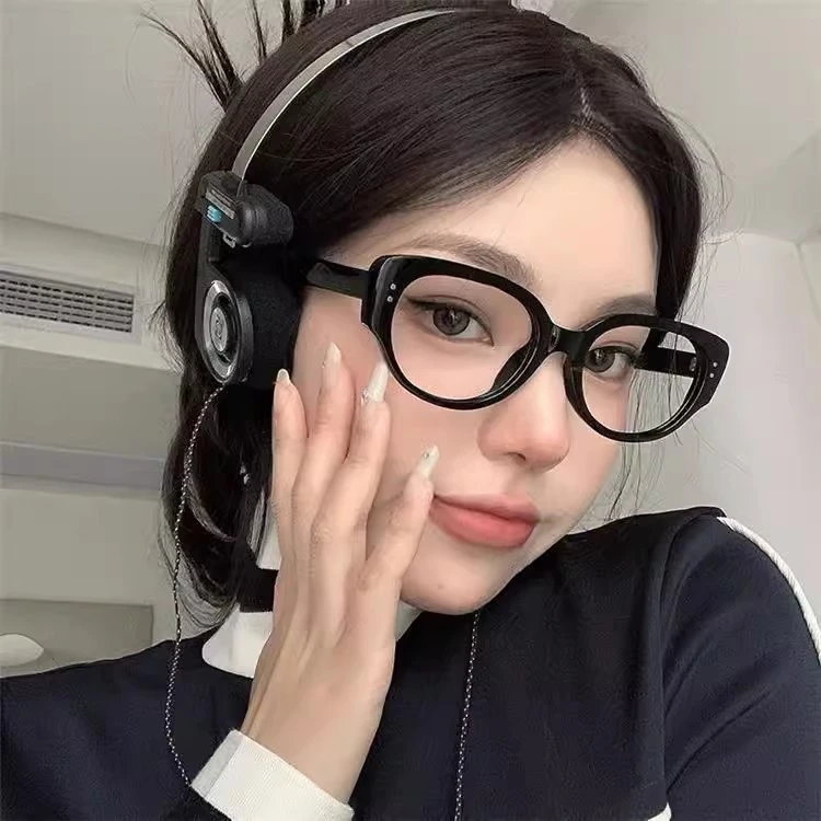 韩版墨镜女ins网红百搭黑框猫眼防蓝光配近视护眼平光镜男防辐射
