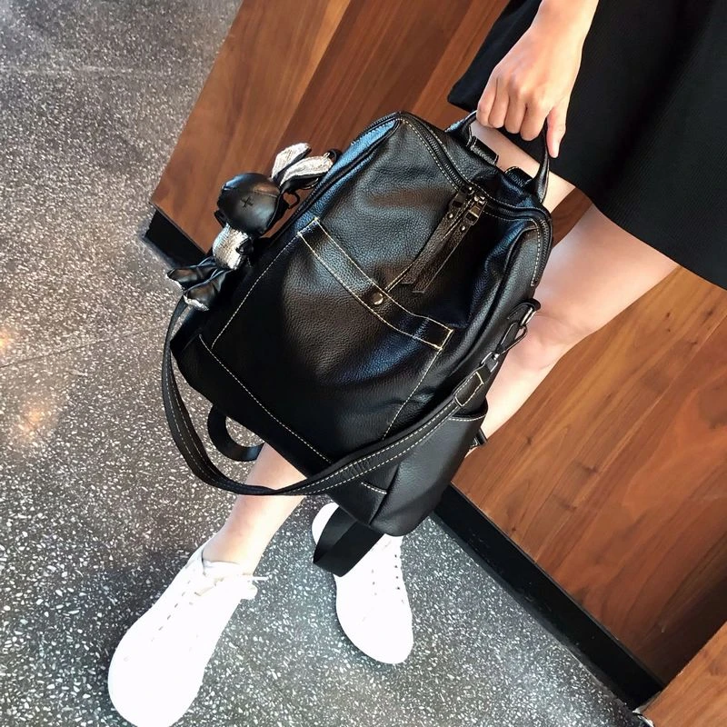 圣若瑞斯防盗真皮双肩包女时尚百搭软皮休闲女士潮流妈妈双肩背包