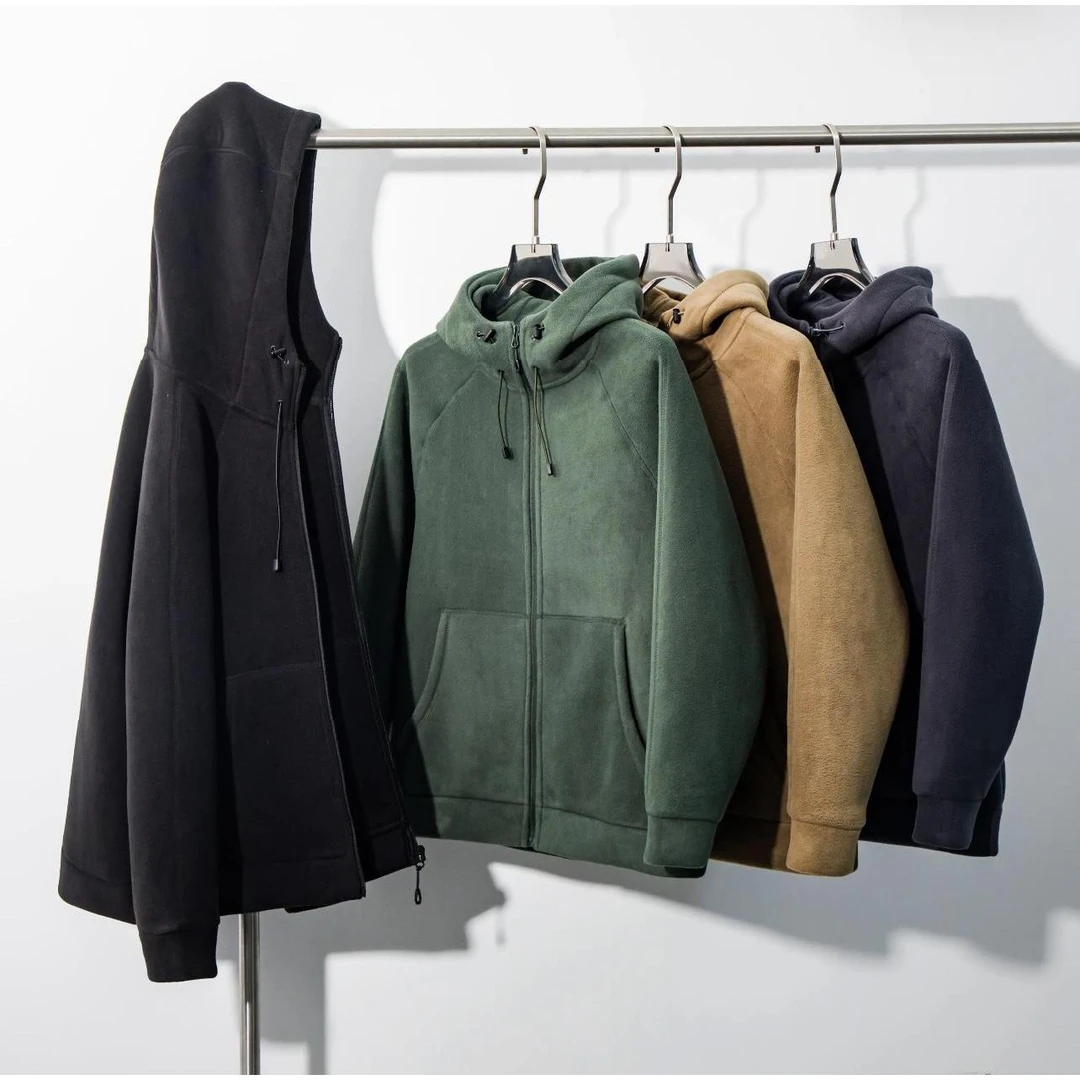 重磅620克 冬季男女同款双面摇粒绒加厚保暖连帽外套休闲加绒夹克