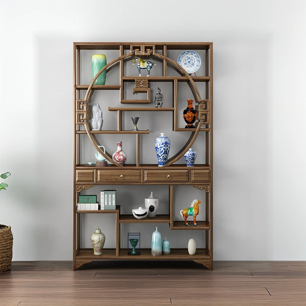 【直播】1.2米南榆木多宝阁博古架展示柜客厅隔断酒柜屏风鉴定柜