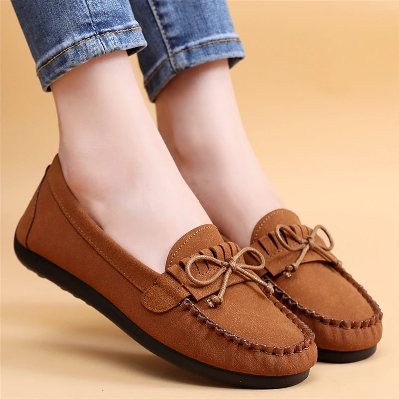 老北京布鞋春秋豆豆鞋女百搭一脚蹬平底软底舒适休闲防滑妈妈单鞋