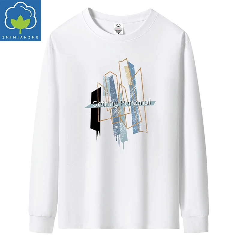 制棉者-G6123纯棉束口长袖圆领T桖男女士同款休闲宽松商务版秋季