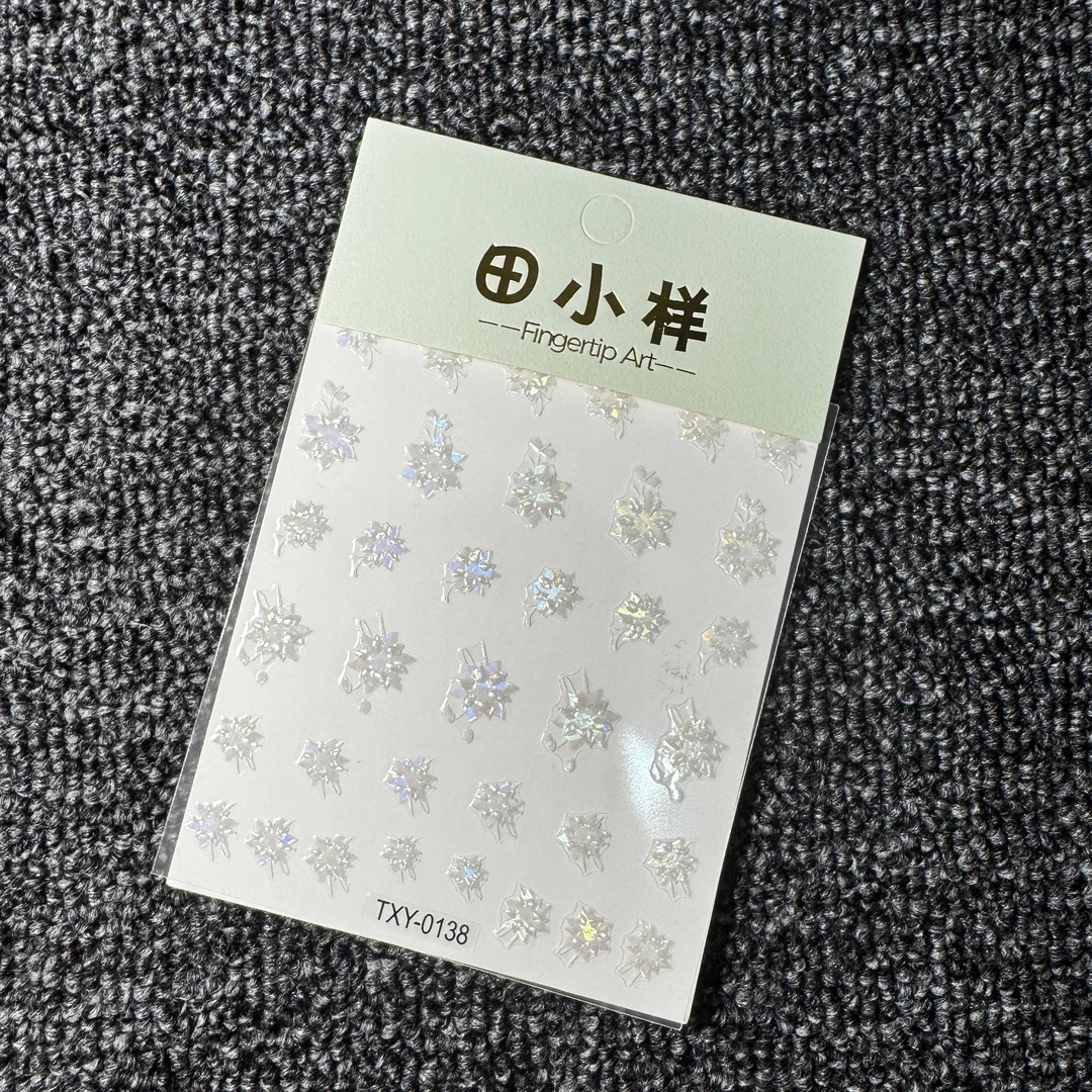 【3张TXY-0138】女款白色迷你小熊可爱夏日日系冰透小清新美甲贴纸