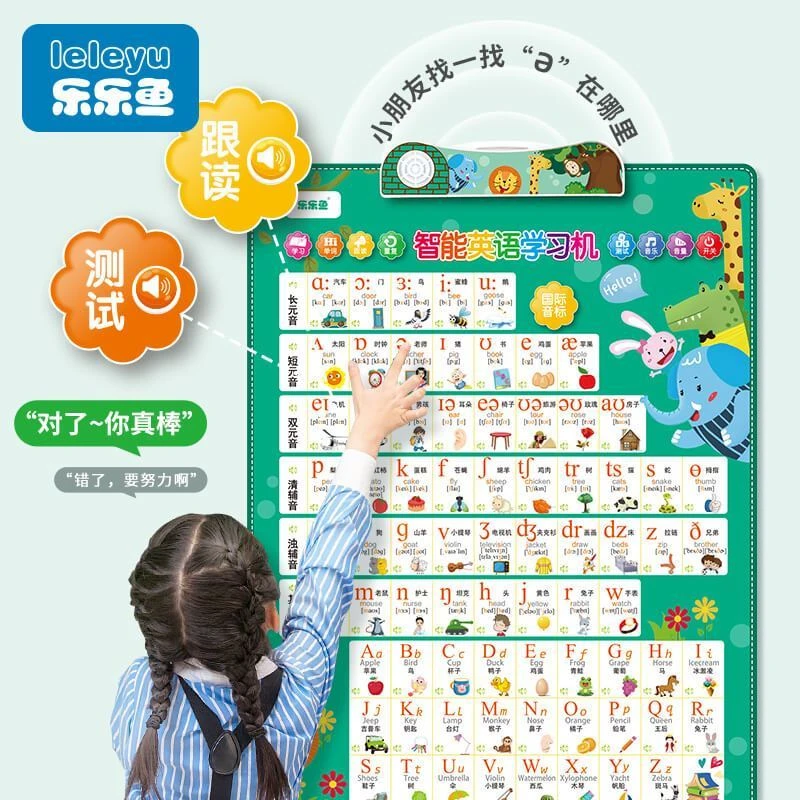 英语音标发音有声挂图48个国际字母启蒙墙贴单词训练拼读学习神器