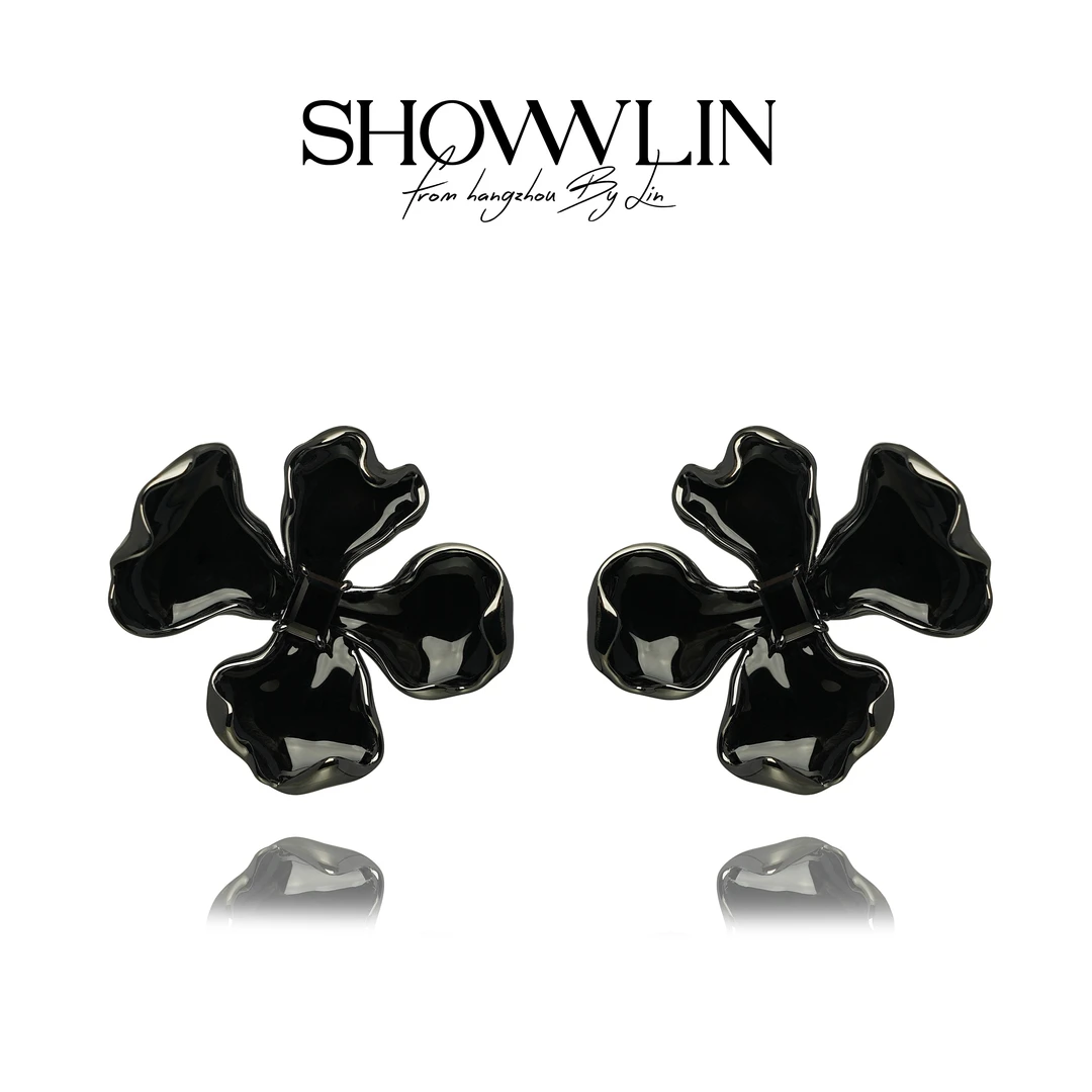 ShownLin 铜合金合成锆石耳饰 如愿如鸢耳钉高级感鸢尾花女士耳环