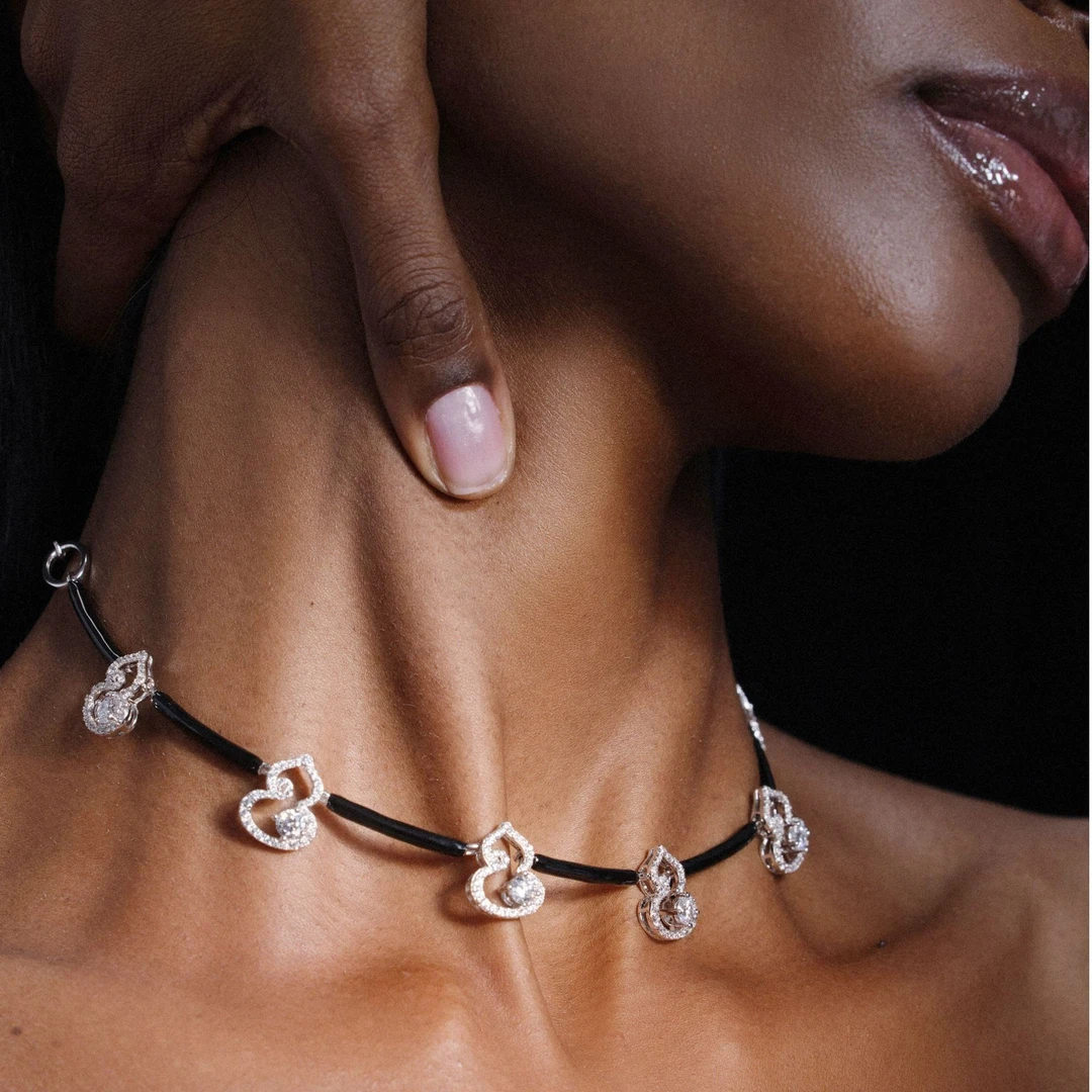 ShownLin 铜合金合成锆石项链 好运连连葫芦项链轻奢时尚简约小众