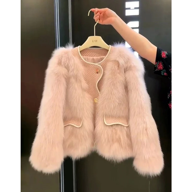 tz30263#小香风名媛气质毛毛外套秋冬季新款设计感网红毛毛上衣女