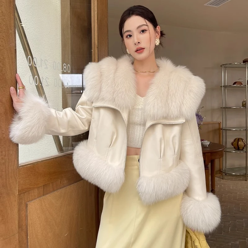 披肩大毛领毛毛外套女秋冬新款气质皮毛一体大衣小个子外套30562#