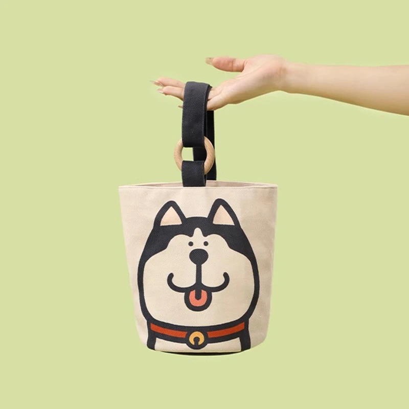 弘娜X小蔻合作款 卡通狗狗原创单肩手提包时尚百搭肩带水桶包便携