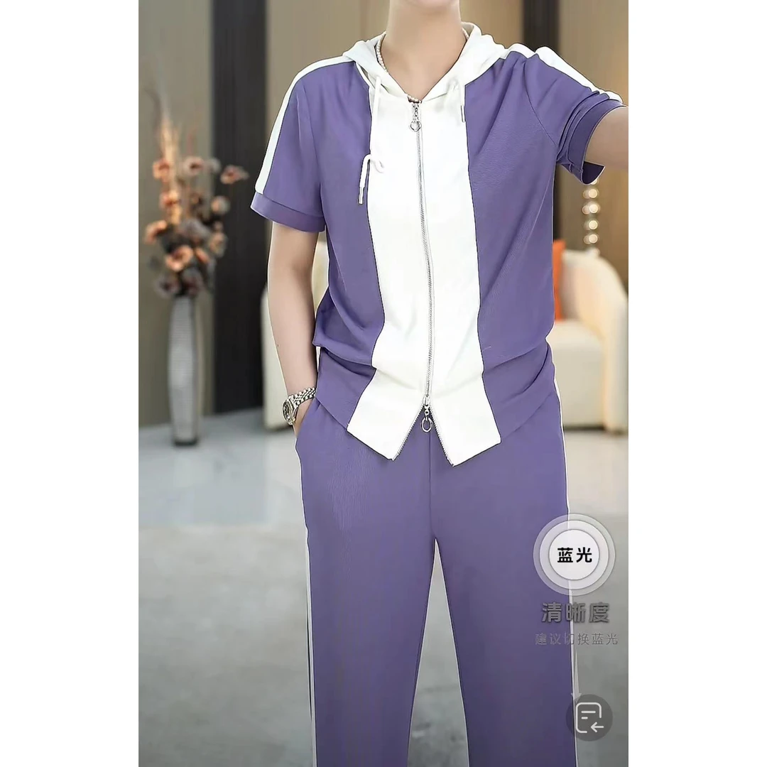 【HT492】洋气新款时尚气质夏套装国风百搭两件套短袖大码显瘦