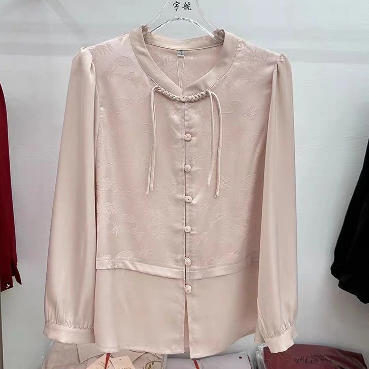 【HX378 】新款时尚休闲秋季蝴蝶结波点长袖小衫