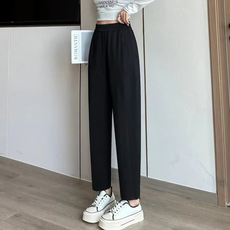 优迪茵女裤黑色加绒保暖哈伦裤大码西装西装裤秋冬运动休闲裤