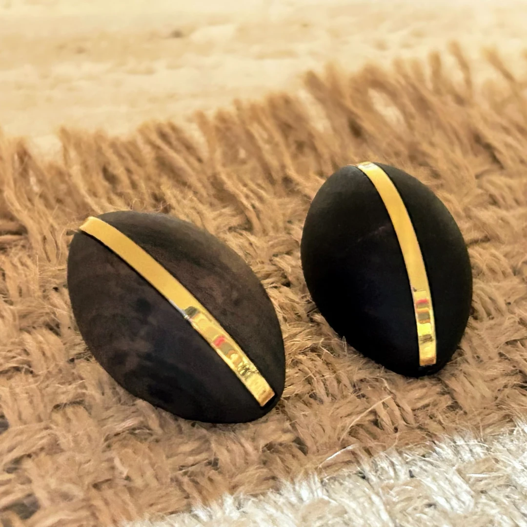 铜合金木质耳饰  3451西洋中古风vintage复古黑色椭圆木质耳钉