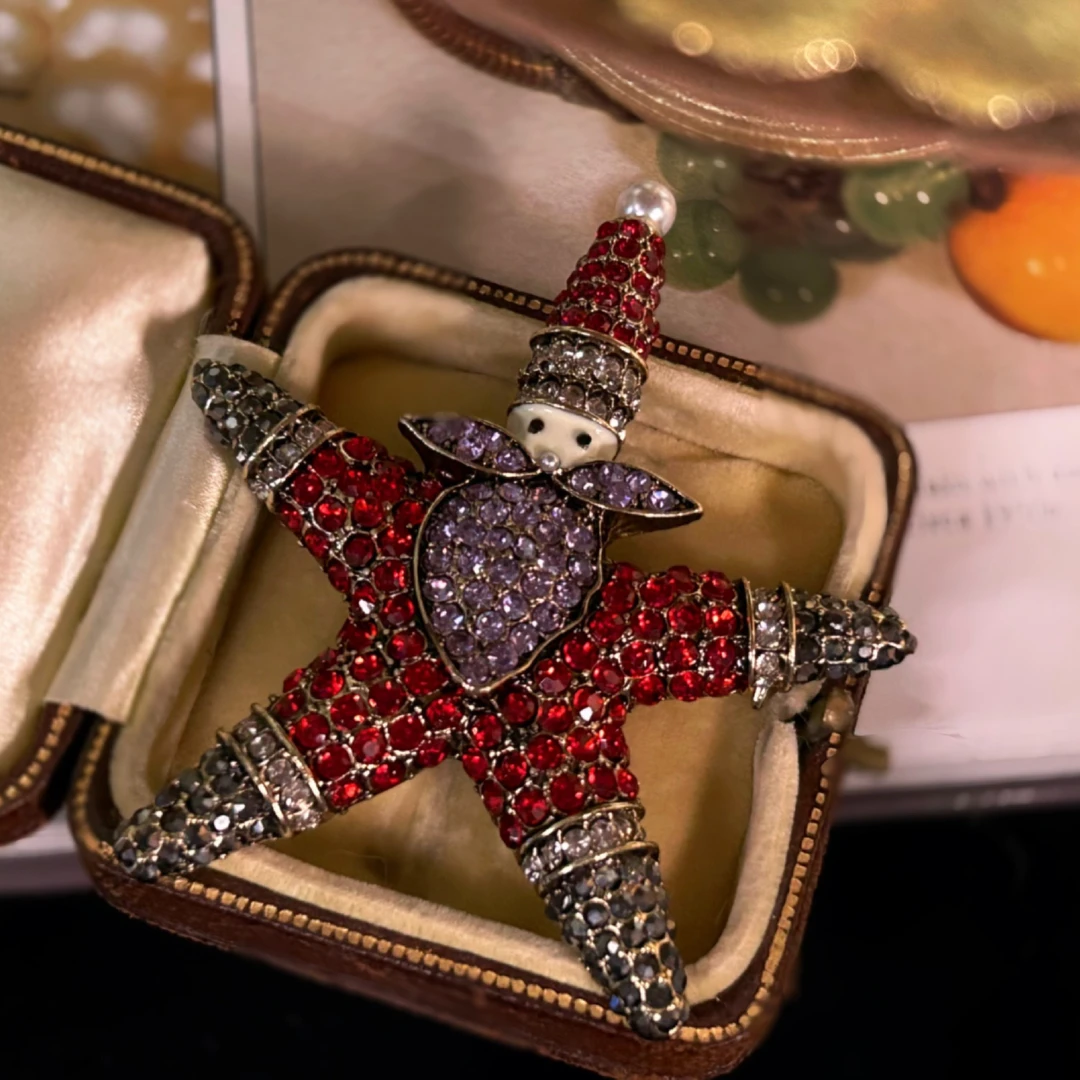 铜合金胸针 2410西洋中古风vintage复古做旧圣诞老人星星胸针