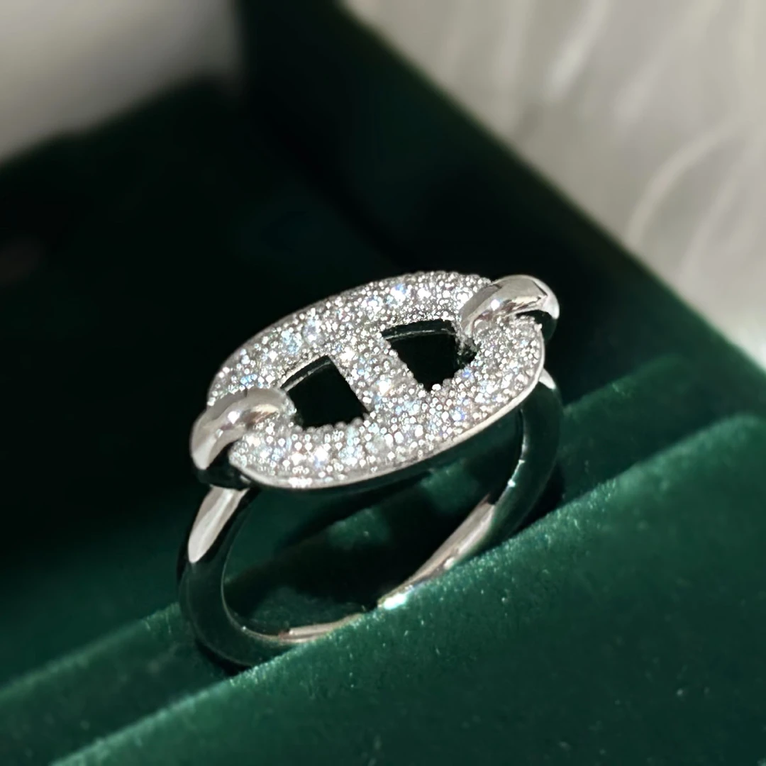 铜合金戒指 4187西洋中古风 vintage复古银色猪鼻子开口戒指