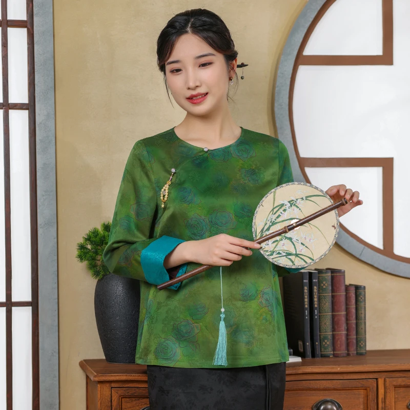 （崔万志旗袍）100分花罗香云纱 桑蚕丝真丝新中式上衣外套 WZ6010