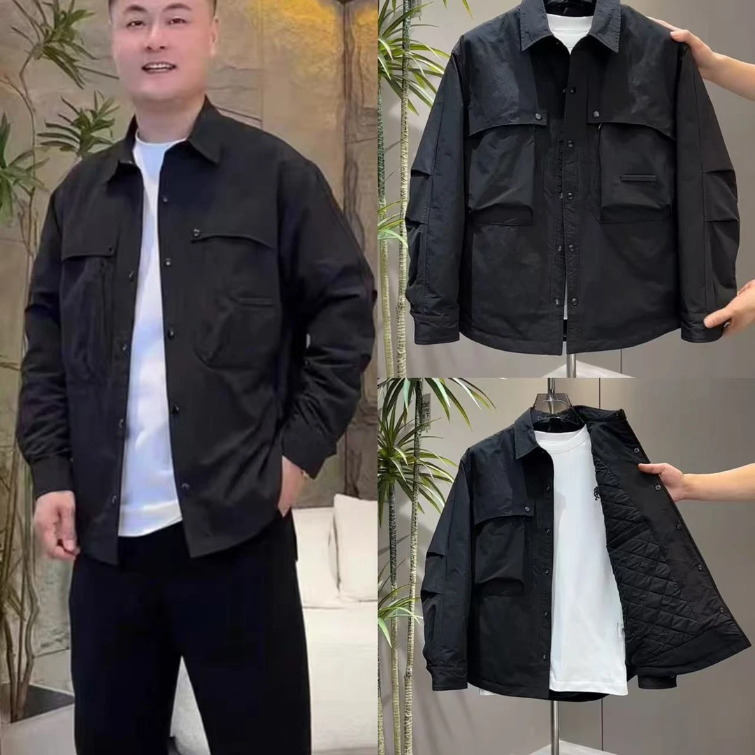 解构设计师款立体裁剪宽松廓形加厚夹棉翻领夹克棉服外套男58030