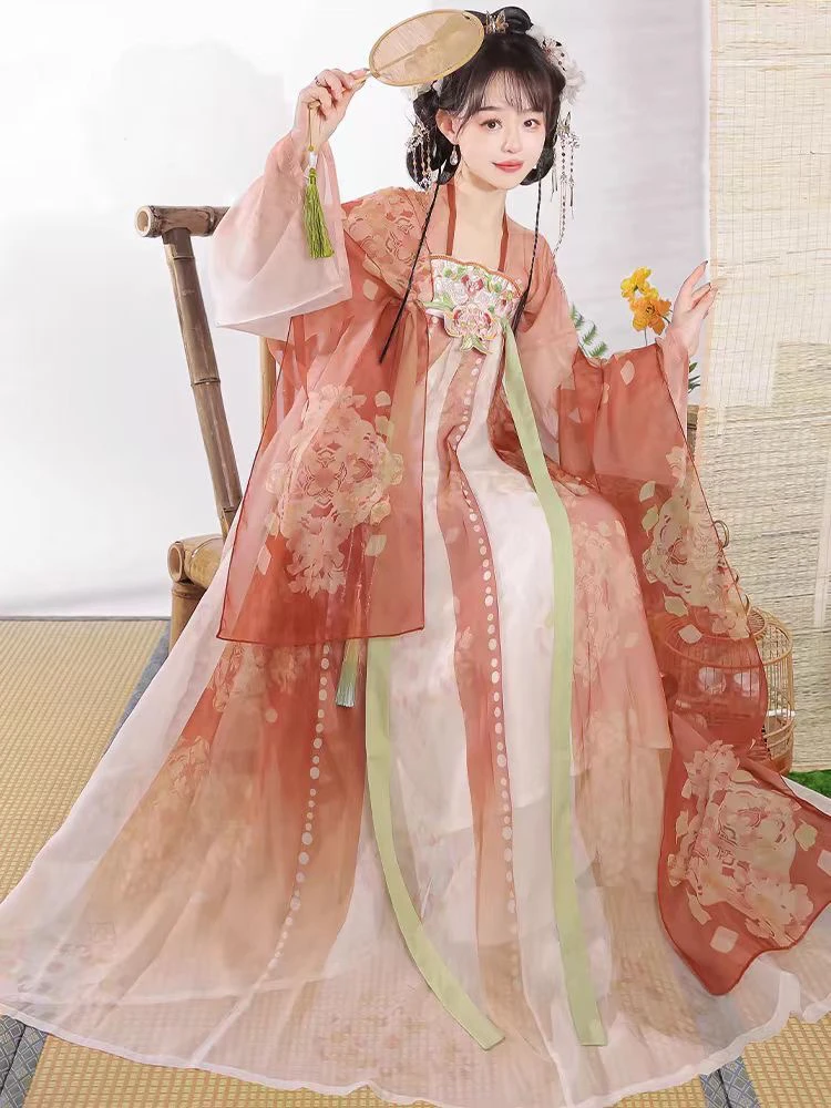 原创唐制汉服飞花吟古风齐胸襦裙刺绣诃子裙