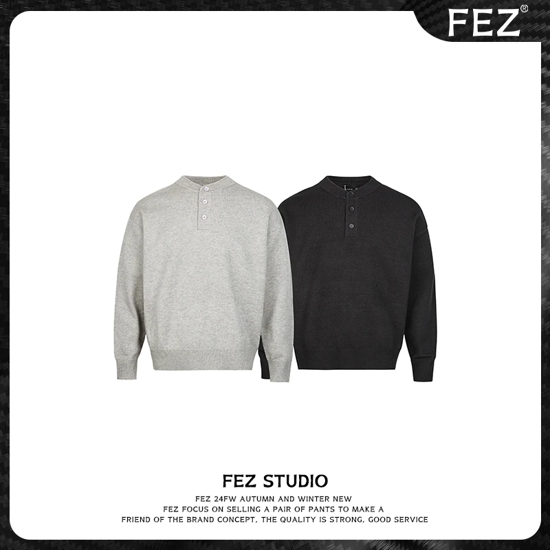 FEZ cleanfit亨利领毛衣秋冬高级感慵懒风针织衫