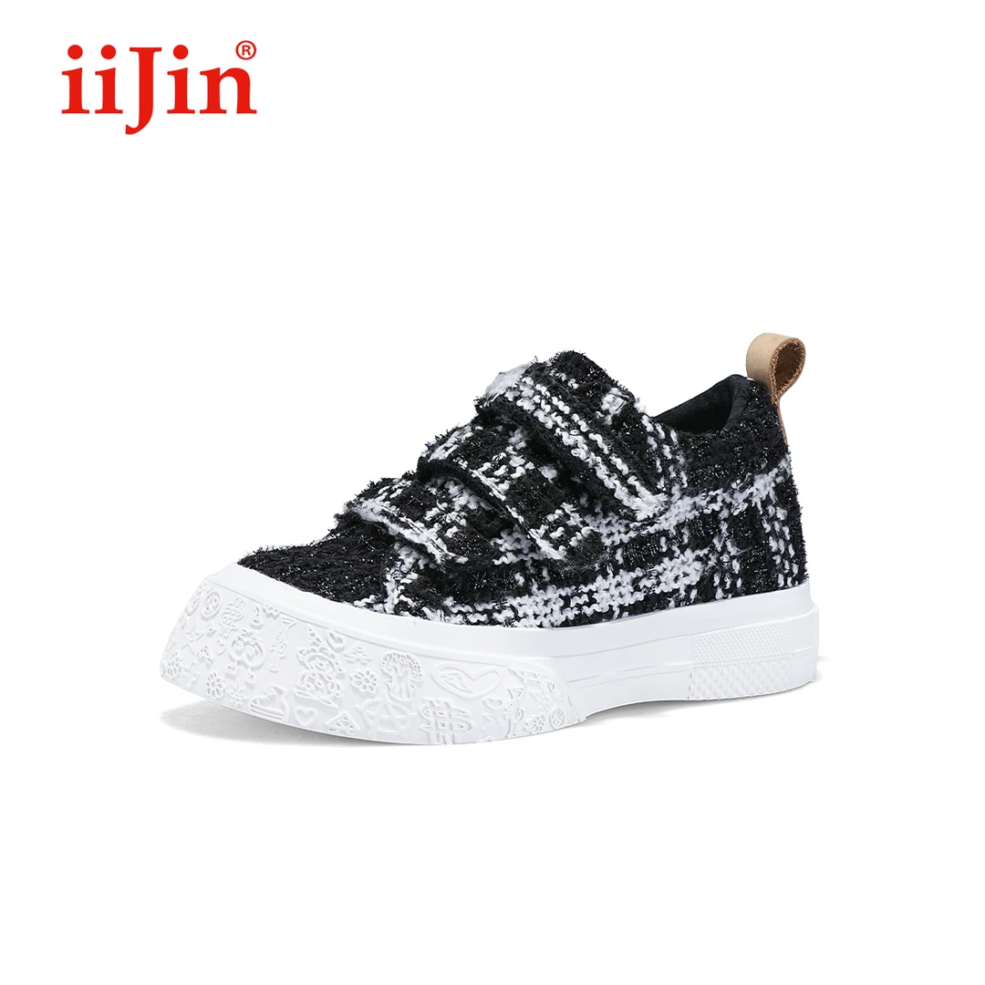 iiJin艾今2024秋新品7cm厚底内增高小香风帆布休闲鞋女AF146ADAB