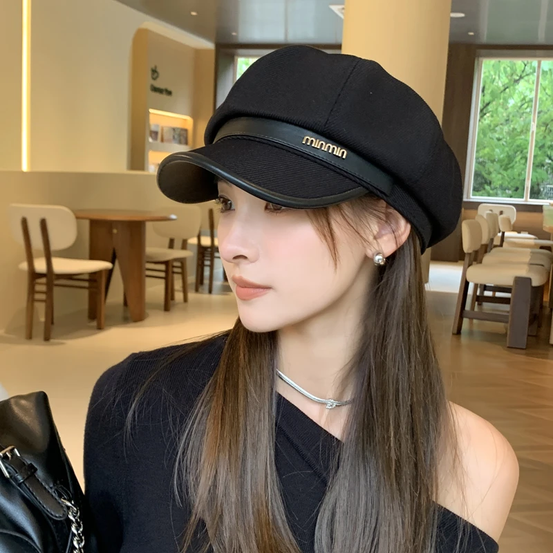 帽子女秋冬季英伦复古网红八角帽休闲时尚百搭显脸小鸭舌贝雷帽女
